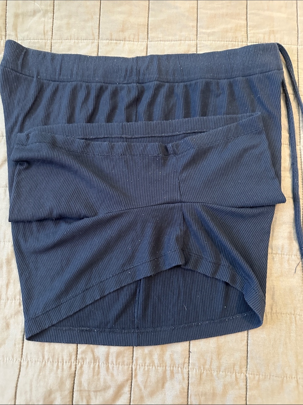 SKIMS Navy Blue Ribbed Drawstring Pajama Shorts - Women's - Picture 5 of 5